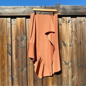 Zara | Satin Liquid Copper Asymmetrical Hem Midi Skirt